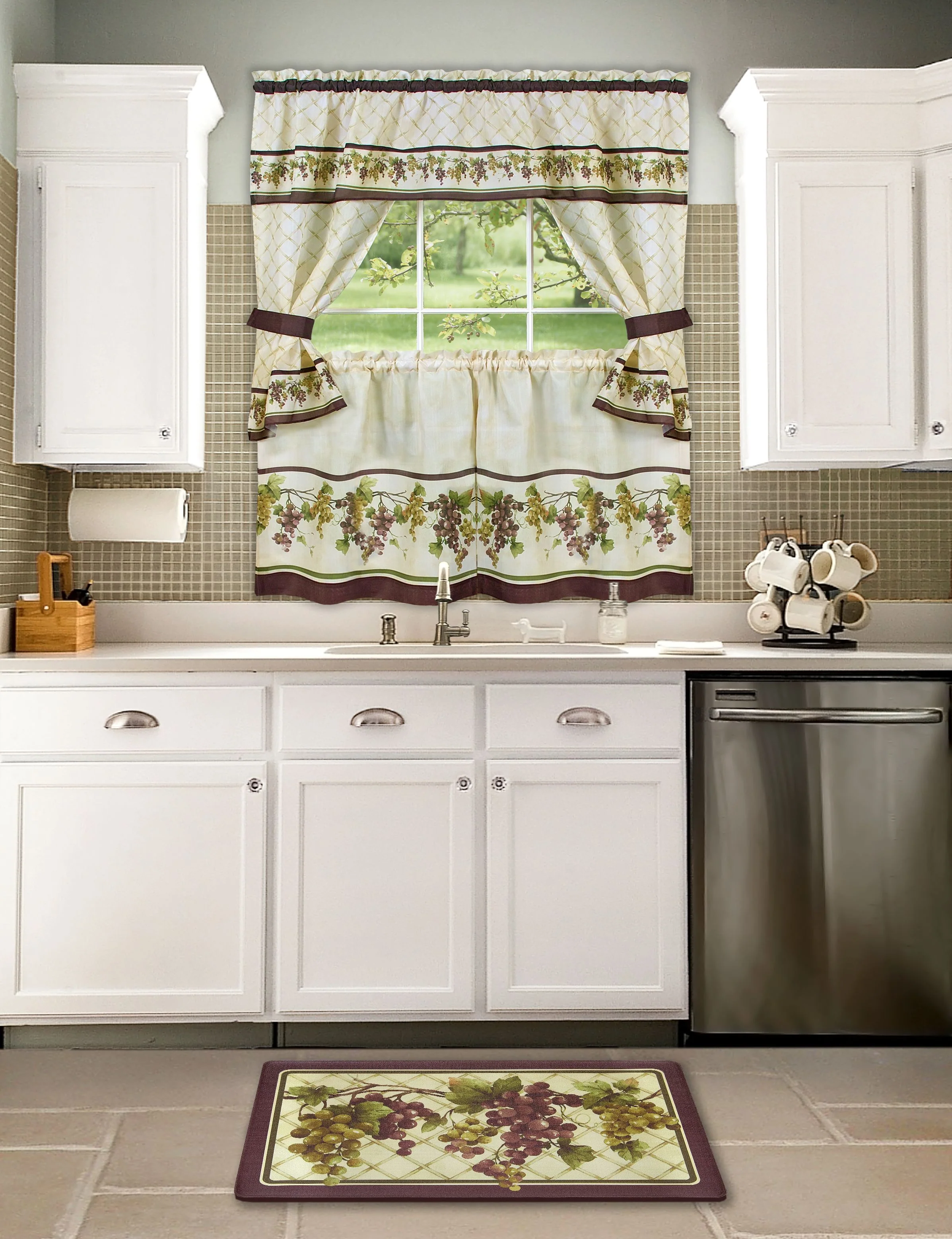 Tuscany Cottage Window Curtain Set, 57x24 Inches, Multi - Image 2