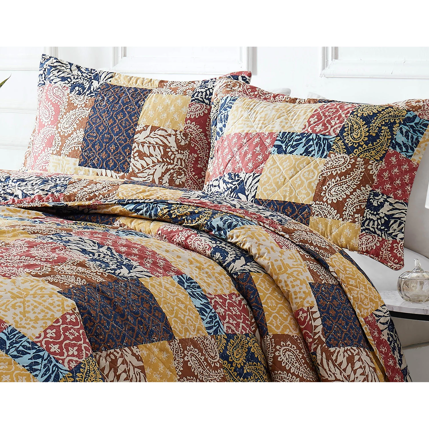 Westport Harvest Patchwork 3-Piece Reversible Quilt Set, Multi - Image 4