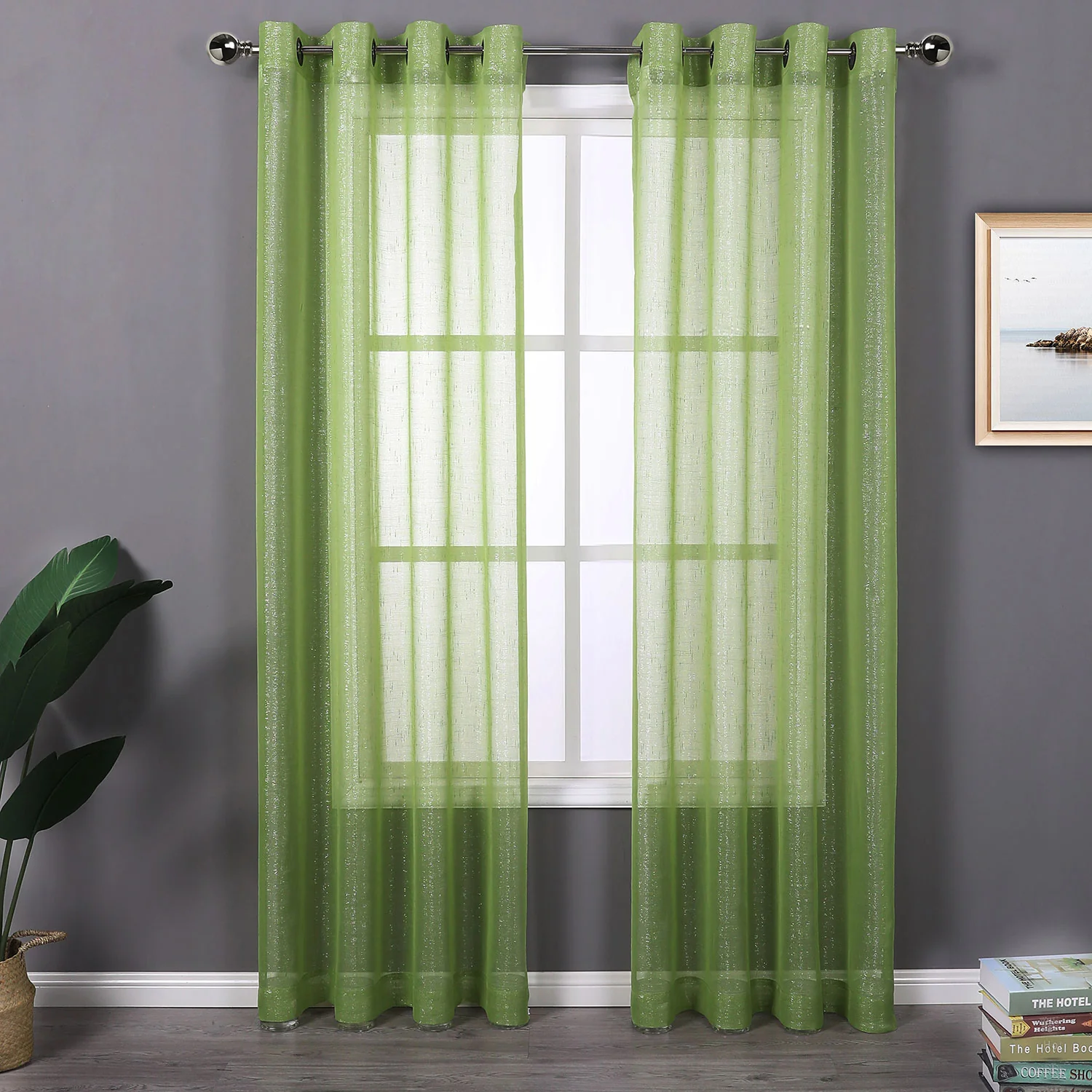 Whittier Matte Metallic Sheer Grommet Window Panel, 54x84 Inches - Image 4