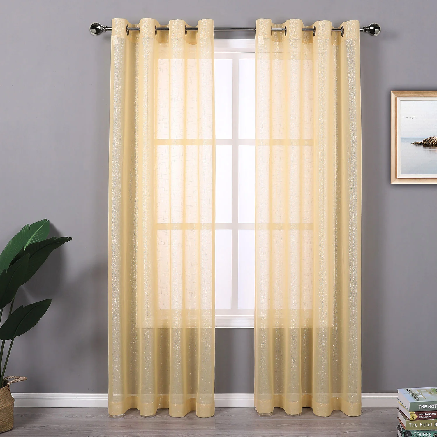 Whittier Matte Metallic Sheer Grommet Window Panel, 54x84 Inches - Image 5