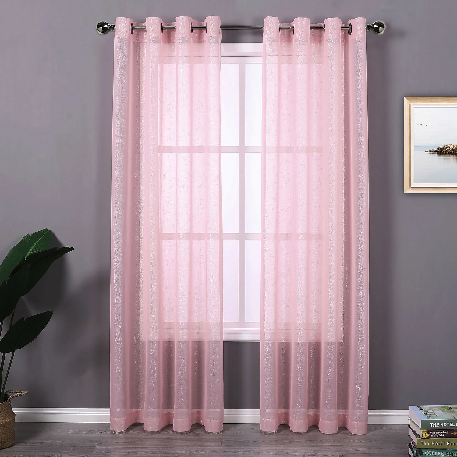 Whittier Matte Metallic Sheer Grommet Window Panel, 54x84 Inches - Image 7