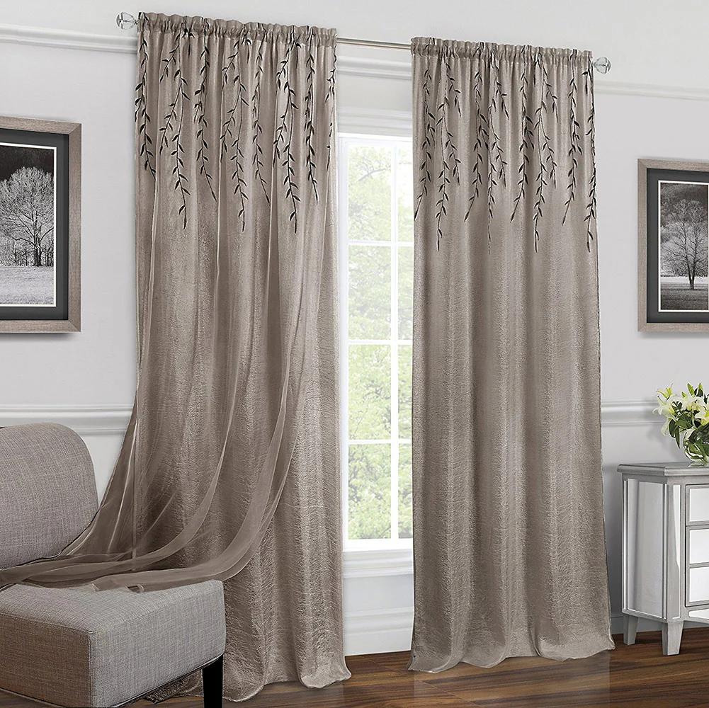 Willow Crushed Satin Double Layer Rod Pocket Panel, Toffee, 42x84 Inches - Image 3