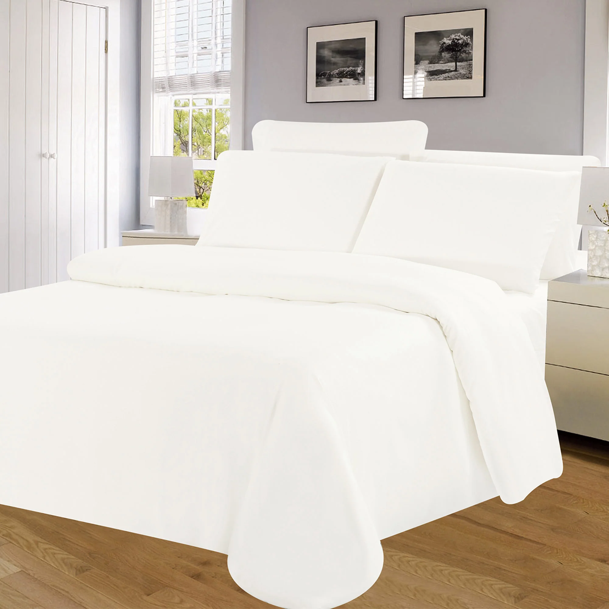 Winston Microfiber Wrinkle Free Sheet Set, Ivory, 16 Inch Deep Pocket - Image 3